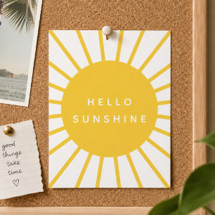 Carte Postale Bonjour Sunshine   Sun Modern Scandi Mustard Jaune