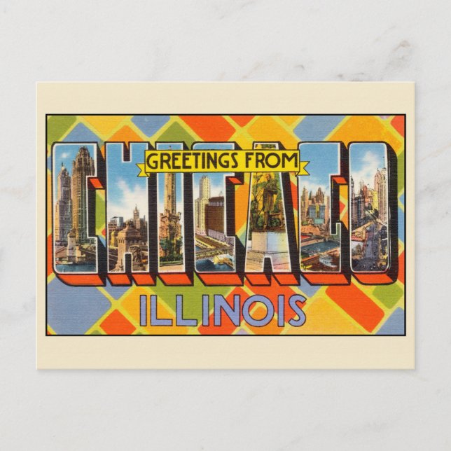 Carte Postale Bonjour vintage De Chicago Illinois (Devant)