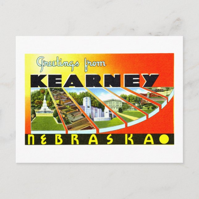 Carte Postale Bonjour vintage de Kearney, Nebraska, (Devant)