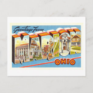 Carte Postale Bonjour vintage de Marion, Ohio