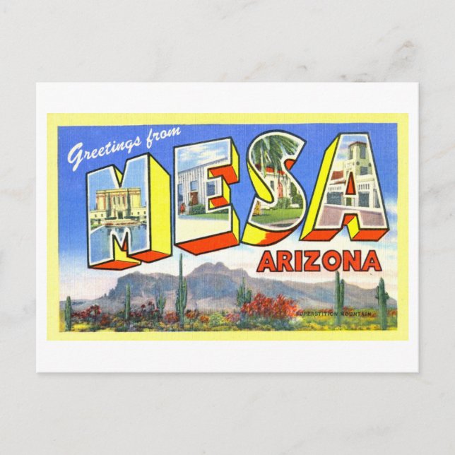 Carte Postale Bonjour vintage de Mesa, Arizona, (Devant)