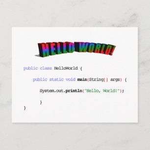 Carte Postale Bonjour World geek saluant Java