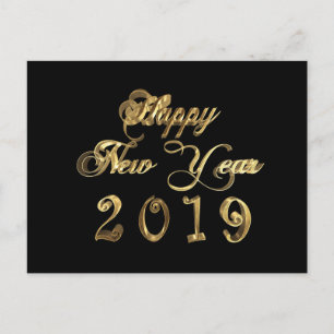 Carte Postale Bonne année 2019 Black and Gold Chic
