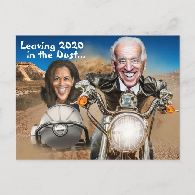 Carte Postale Bonne année 2021, Biden & Harris Bikers (Devant)
