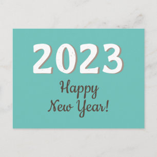 Carte Postale Bonne année 2023 Typographie Turquoise 