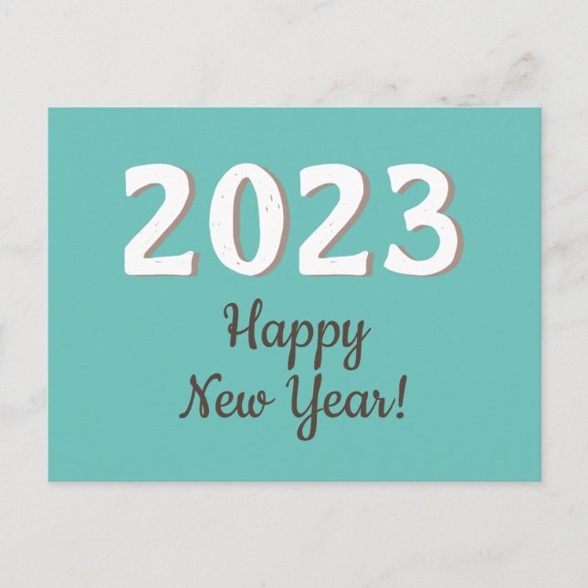 Carte Postale Bonne année 2023 Typographie Turquoise  (Devant)