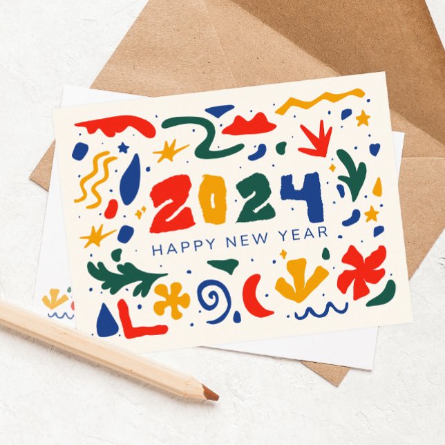 Carte Postale Bonne année 2024 Abstraite (Créateur téléchargé)