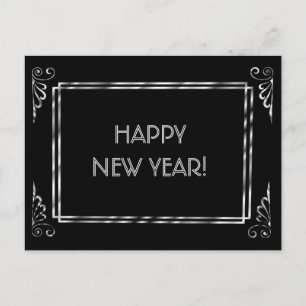 Carte Postale Bonne année de style Roaring Twenties argent et no