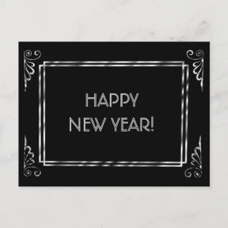 Carte Postale Bonne année de style Roaring Twenties argent et no