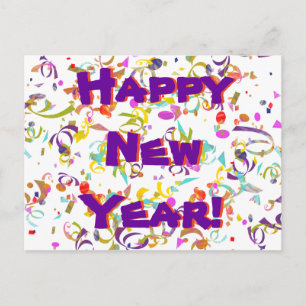 Carte Postale Bonne année Festive Colorful Confetti Custom