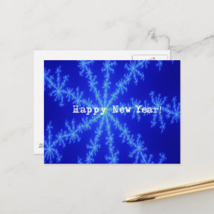 Carte Postale Bonne année Flocon de neige bleu abstrait
