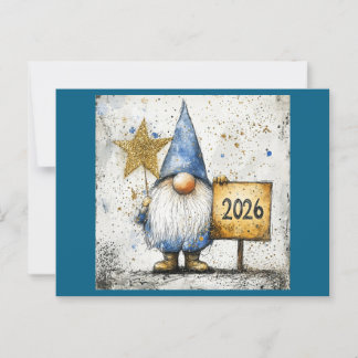 Carte Postale Bonne année Gnome, 2026,
