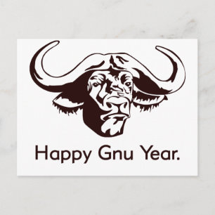Carte Postale Bonne année Gnu