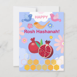 Carte Postale Bonne année juive Rosh Hashanah Motif floral