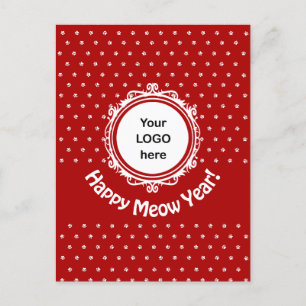 Carte Postale 'Bonne année Meow' Chat Affaires Noël