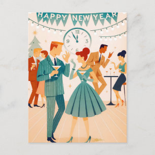 Carte Postale Bonne année milieu du siècle La danse du Martini