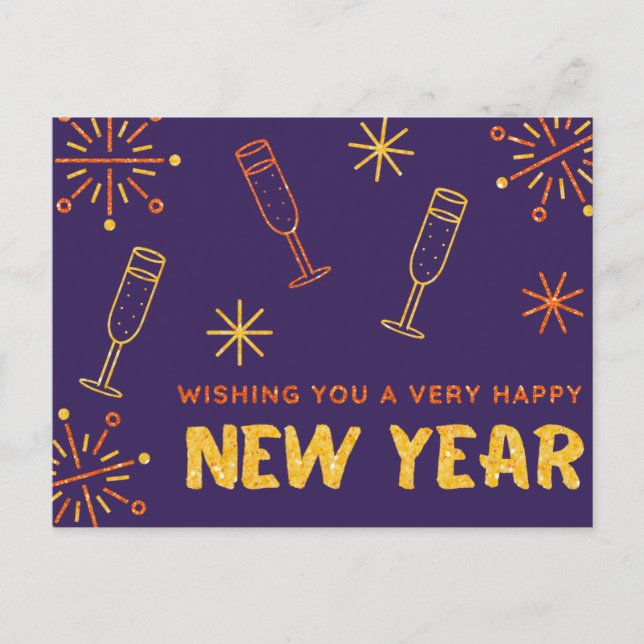 Carte Postale Bonne Année Paillettes (Devant)