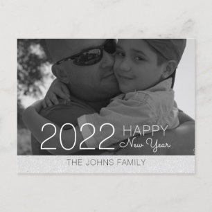 Carte Postale  Bonne Année Paillettes Argent Photo 