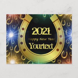 Carte Postale bonne année, texte doré 2021, personnaliser