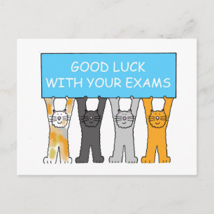 Carte Postale Bonne chance avec vos examens Cartographie Chats