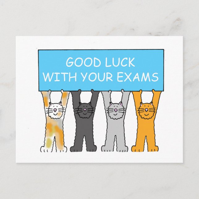 Carte Postale Bonne chance avec vos examens Cartographie Chats (Devant)
