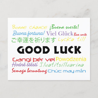 Carte Postale Bonne chance dans plusieurs langues Coloré