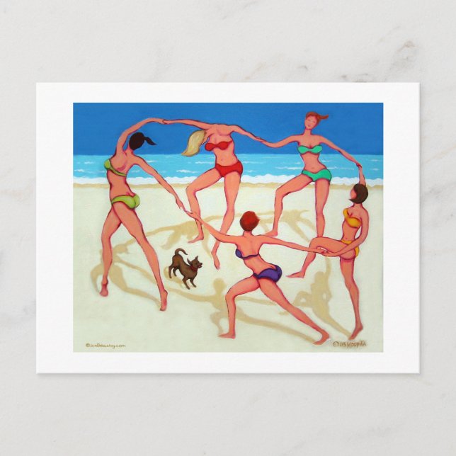 Carte Postale Bonne Danse - Filles en vacances à la plage! (Devant)