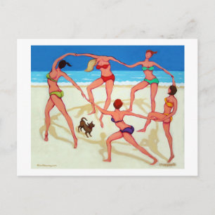 Carte Postale Bonne Danse - Filles en vacances à la plage!