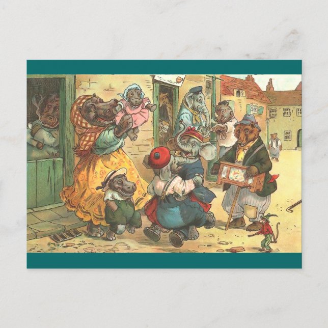 Carte Postale Bonne famille Hippo (Devant)