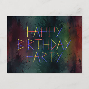 Carte Postale Bonne fête d'anniversaire Colorful Brush Invitatio