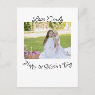 Carte Postale bonne fête des mères 1ère love photo nom calligrap