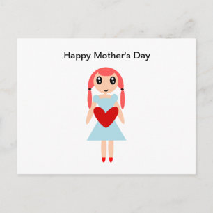 Carte Postale Bonne fête des mères Fille avec coeur