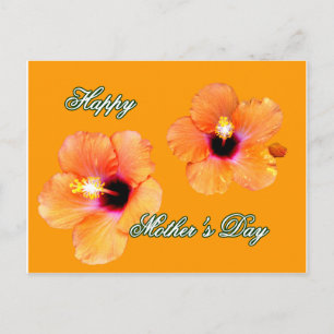 Carte Postale Bonne fête des mères Hibiscus Orange Orange bg The