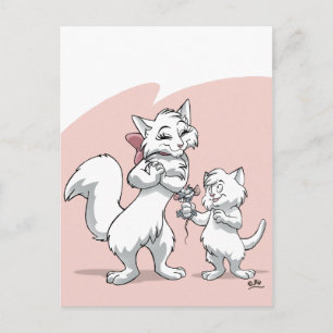Carte Postale Bonne fête des mères ! ! Maman chat et chaton