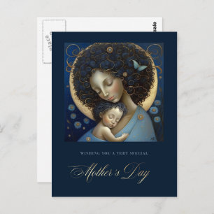 Carte Postale Bonne fête des mères. Peinture sur la mère et l'en