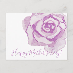 Carte Postale Bonne fête des mères !   Rose d'aquarelle violet