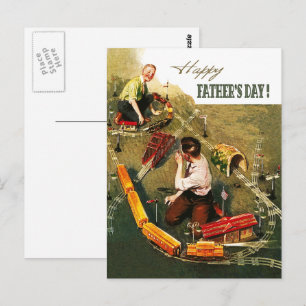 Carte Postale Bonne Fête des pères. Art vintage