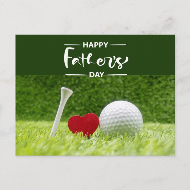 Carte Postale Bonne Fête des pères au golf papa en vert avec amo (Devant)