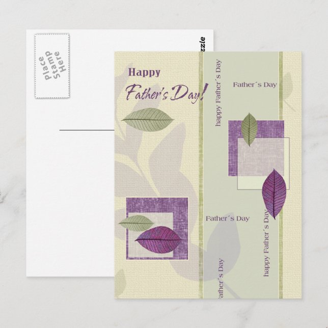 Carte Postale Bonne Fête des pères. Conception élégante des feui (Devant / Derrière)
