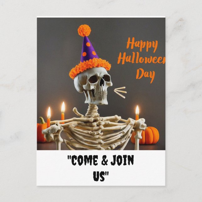 Carte Postale "Bonne fête d'Halloween venez nous rejoindre" (Devant)