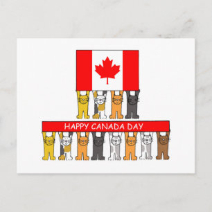 Carte Postale Bonne fête du Canada Chats caricaturaux