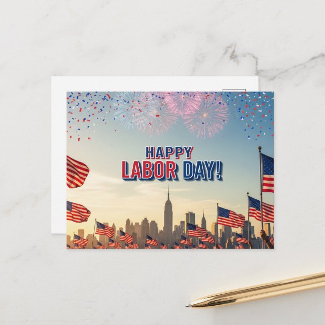 Carte Postale Bonne fête du travail (Devant/Arrière en situation)