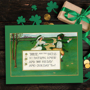 Carte Postale Bonne fête Vintage des enfants irlandais St. Patri