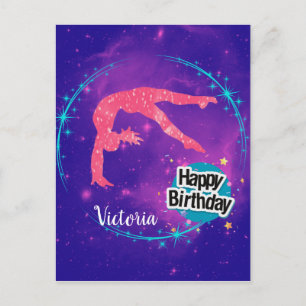 Carte Postale Bonne Gymnastique d'anniversaire Galaxy Tumbling