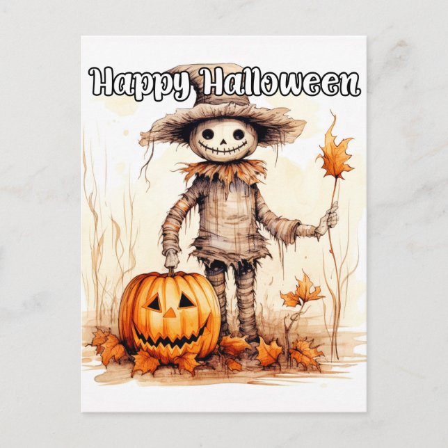 Carte Postale Bonne Halloween Scarecrow (Devant)