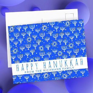 Carte Postale Bonne Hanoukka Star de David Menorah Blue CUSTOM