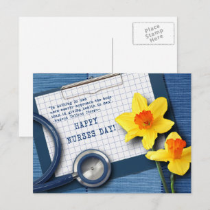 Carte Postale Bonne Journée des infirmières. Daffodiles de print