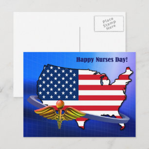Carte Postale Bonne Journée des infirmières. USA Patriotique