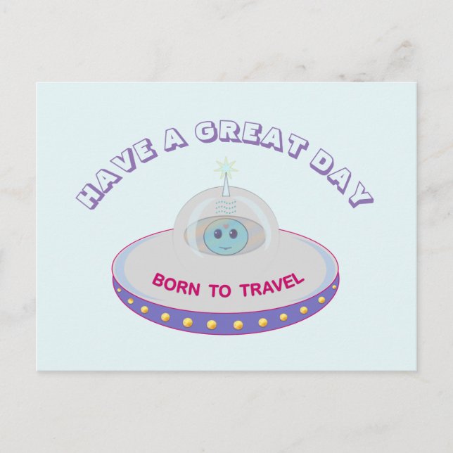Carte Postale Bonne journée salutations OVNI (Devant)