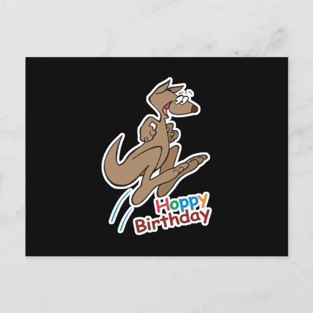 Carte Postale bonne joyeuse anniversaire kangourou (Devant)